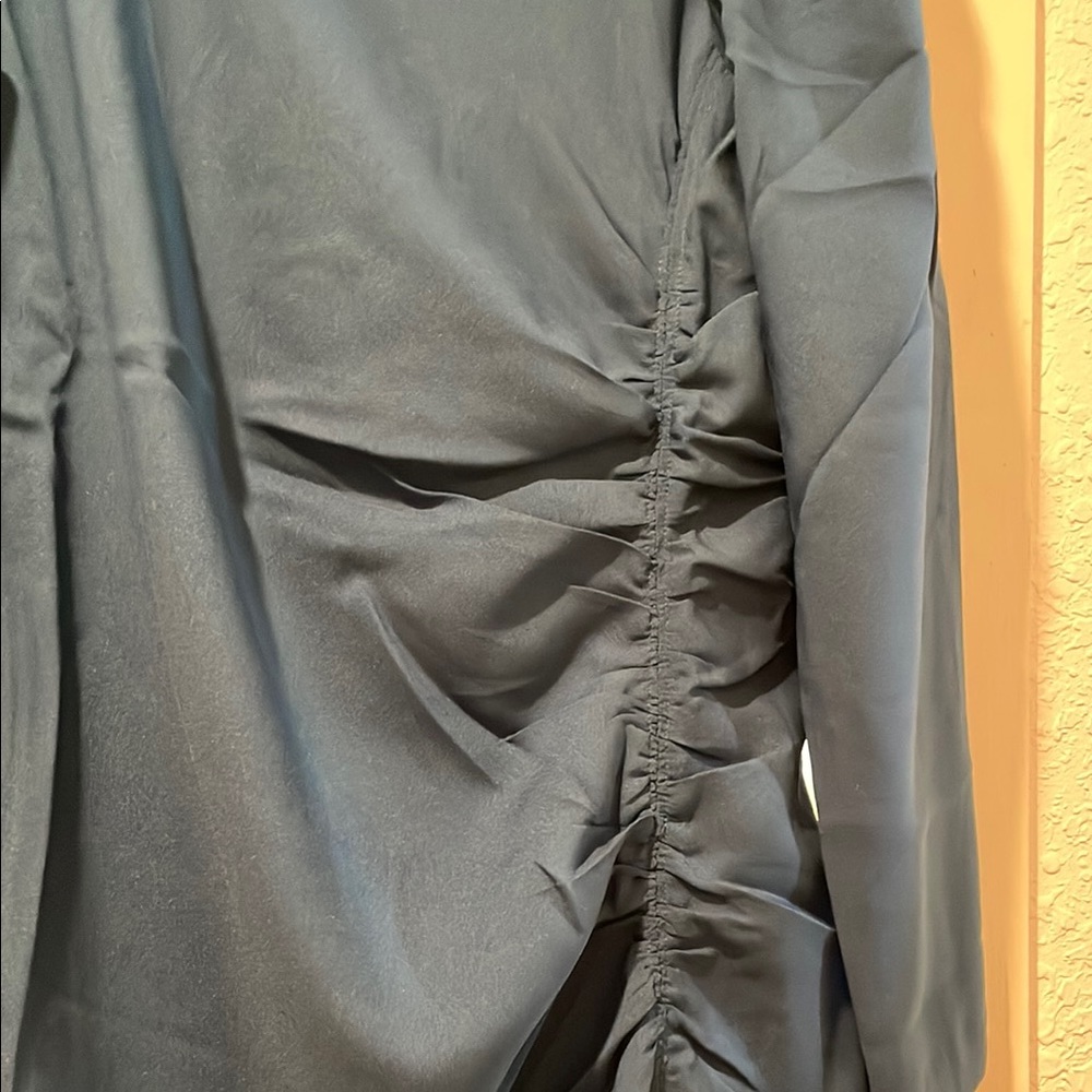 NWT Ann Taylor Blue Ruched Sheath Dress with Puff Sleeves - Picture 4 of 5
